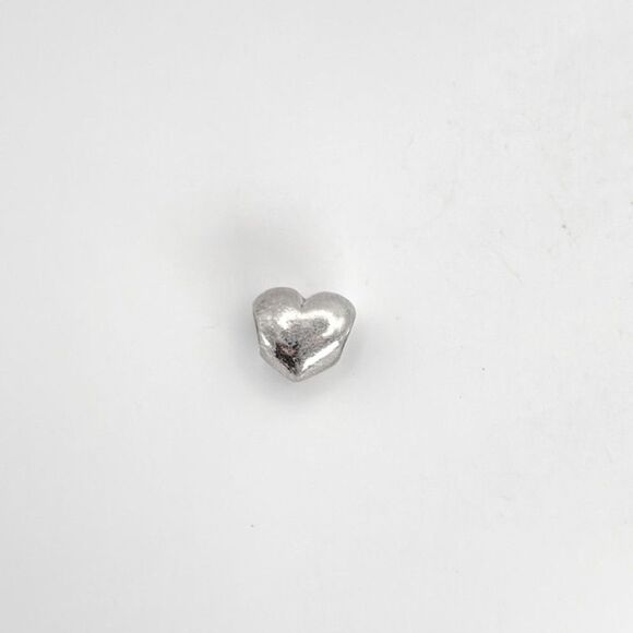Pandora Silver Puffed Smooth Heart Authentic Retired Charm - Picture 2 of 4
